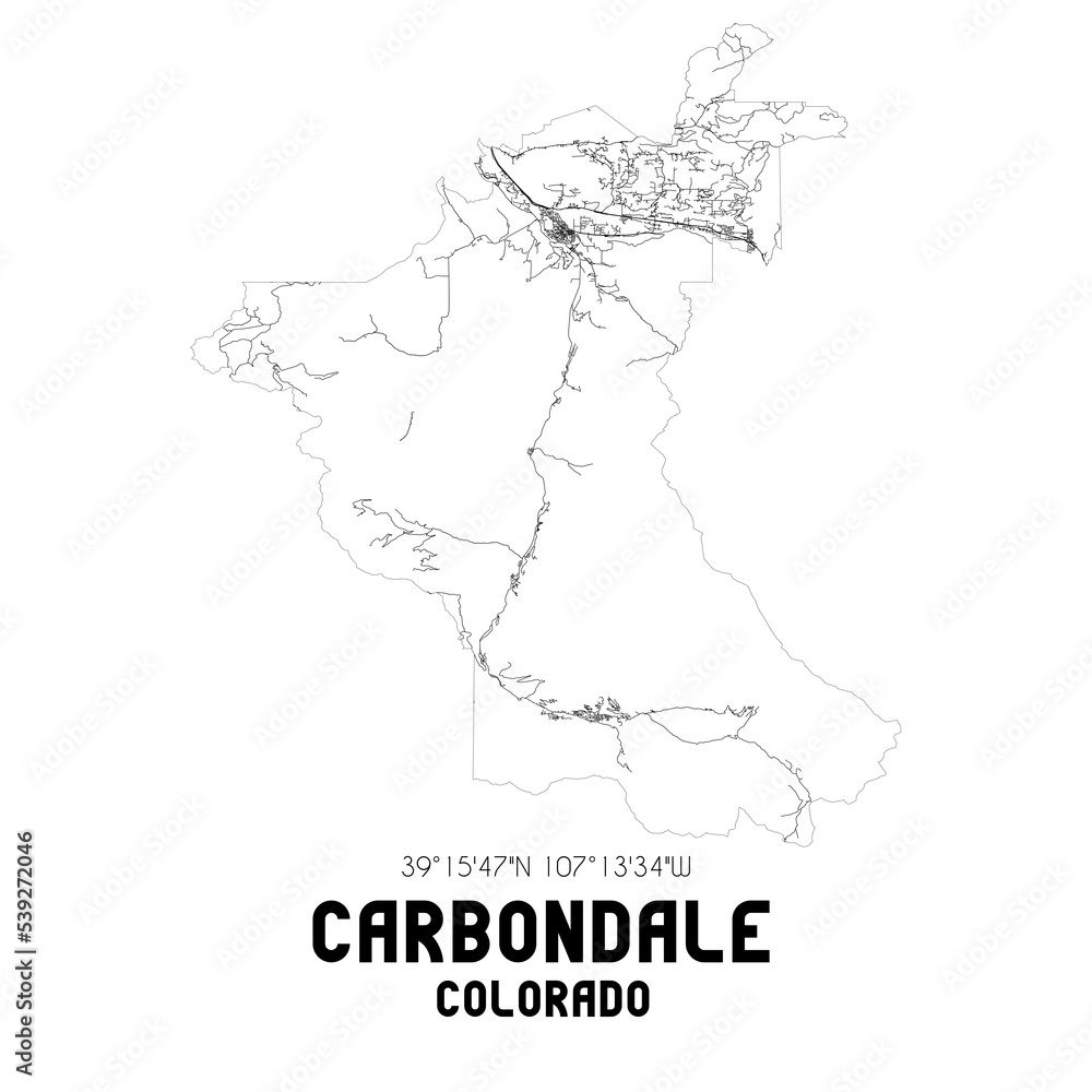 Carbondale Colorado. US street map with black and white lines. Carbondale Colorado. US street map with black and white lines.