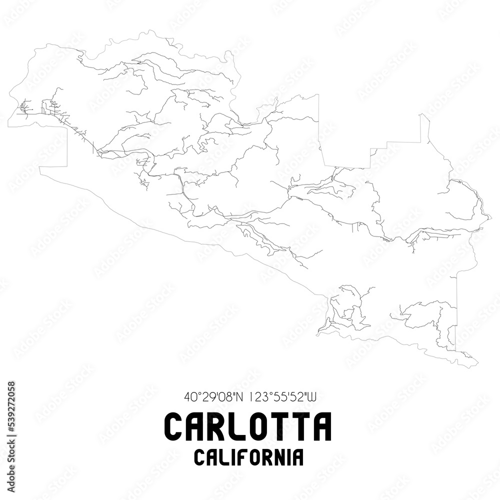 Carlotta California. US street map with black and white lines. Carlotta California. US street map with black and white lines.