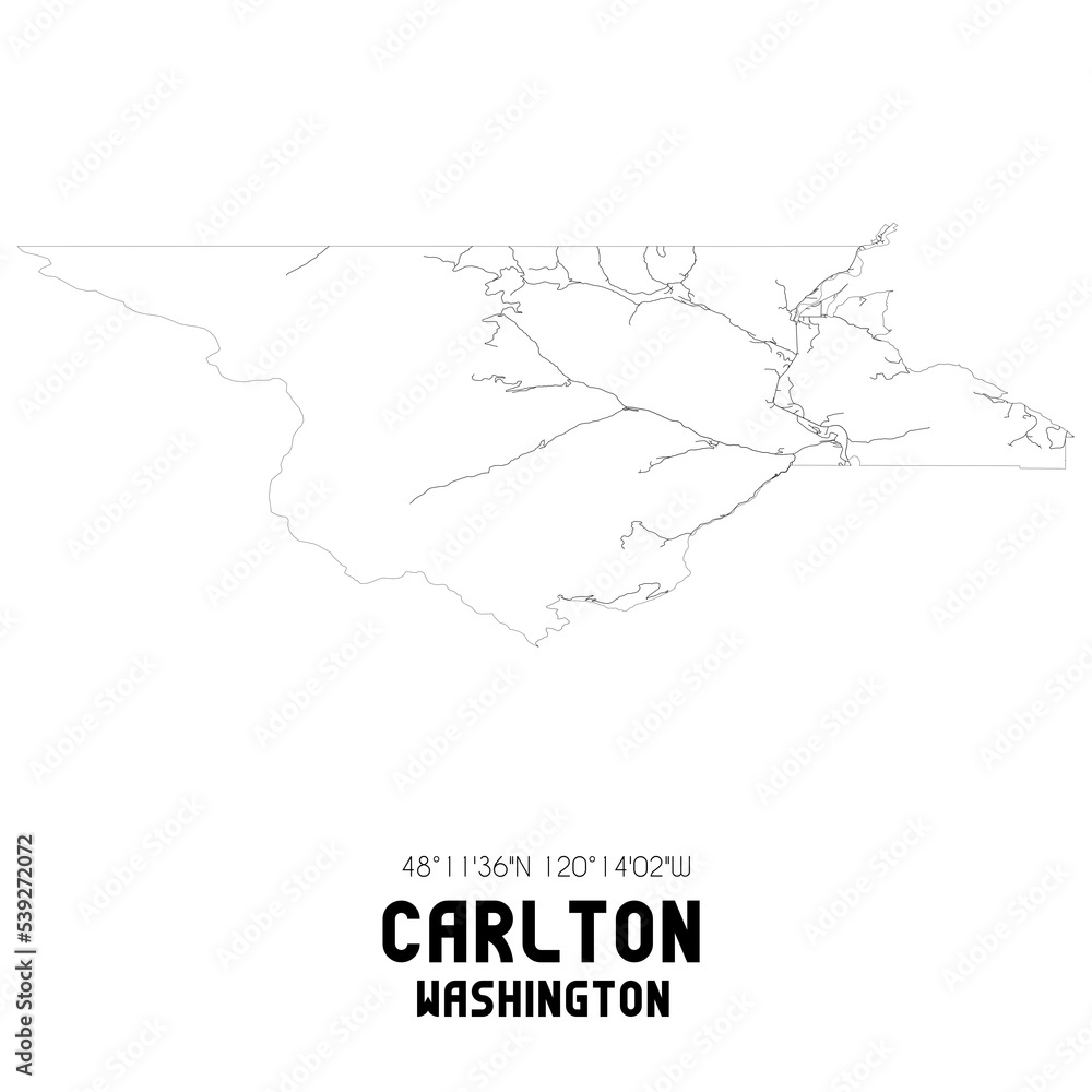 Carlton Washington. US street map with black and white lines. Carlton Washington. US street map with black and white lines.