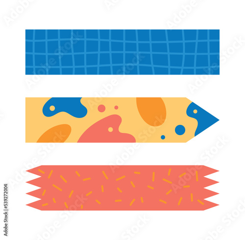 Set of bookmarks. Bright pieces of paper for notes and text. Graphic element for website. Template, layout or mock up. Sticker for social networks and messengers. Cartoon flat vector illustration