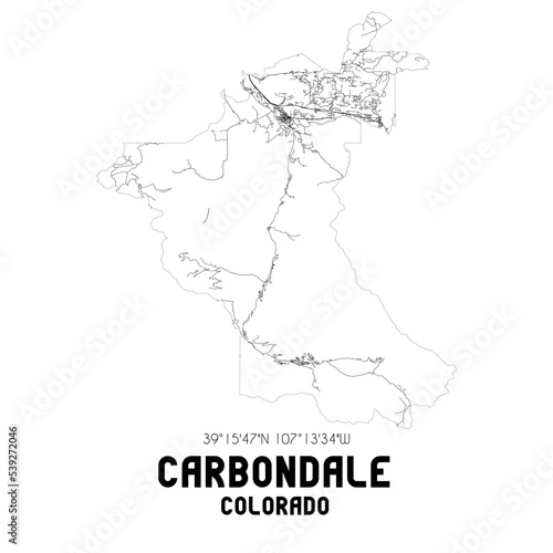 Carbondale Colorado. US street map with black and white lines. photo