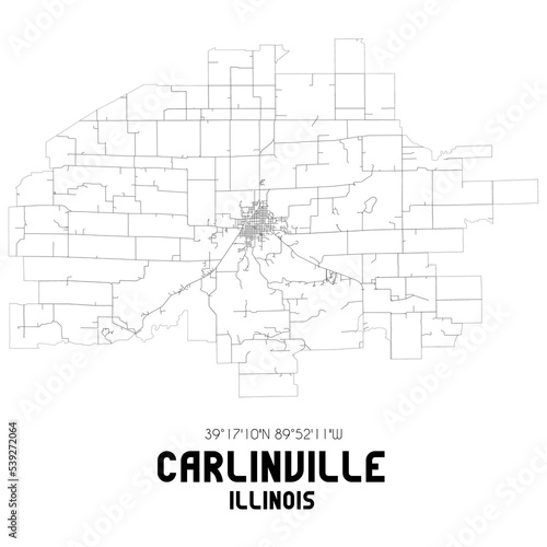 Carlinville Illinois. US street map with black and white lines. photo
