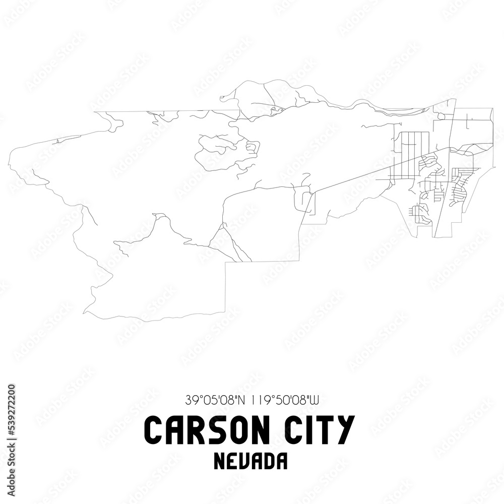 Carson City Nevada. US street map with black and white lines. Carson City Nevada. US street map with black and white lines.