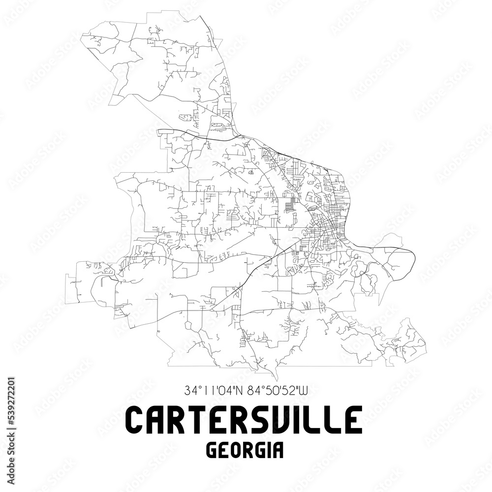 Cartersville Georgia. US street map with black and white lines. Cartersville Georgia. US street map with black and white lines.