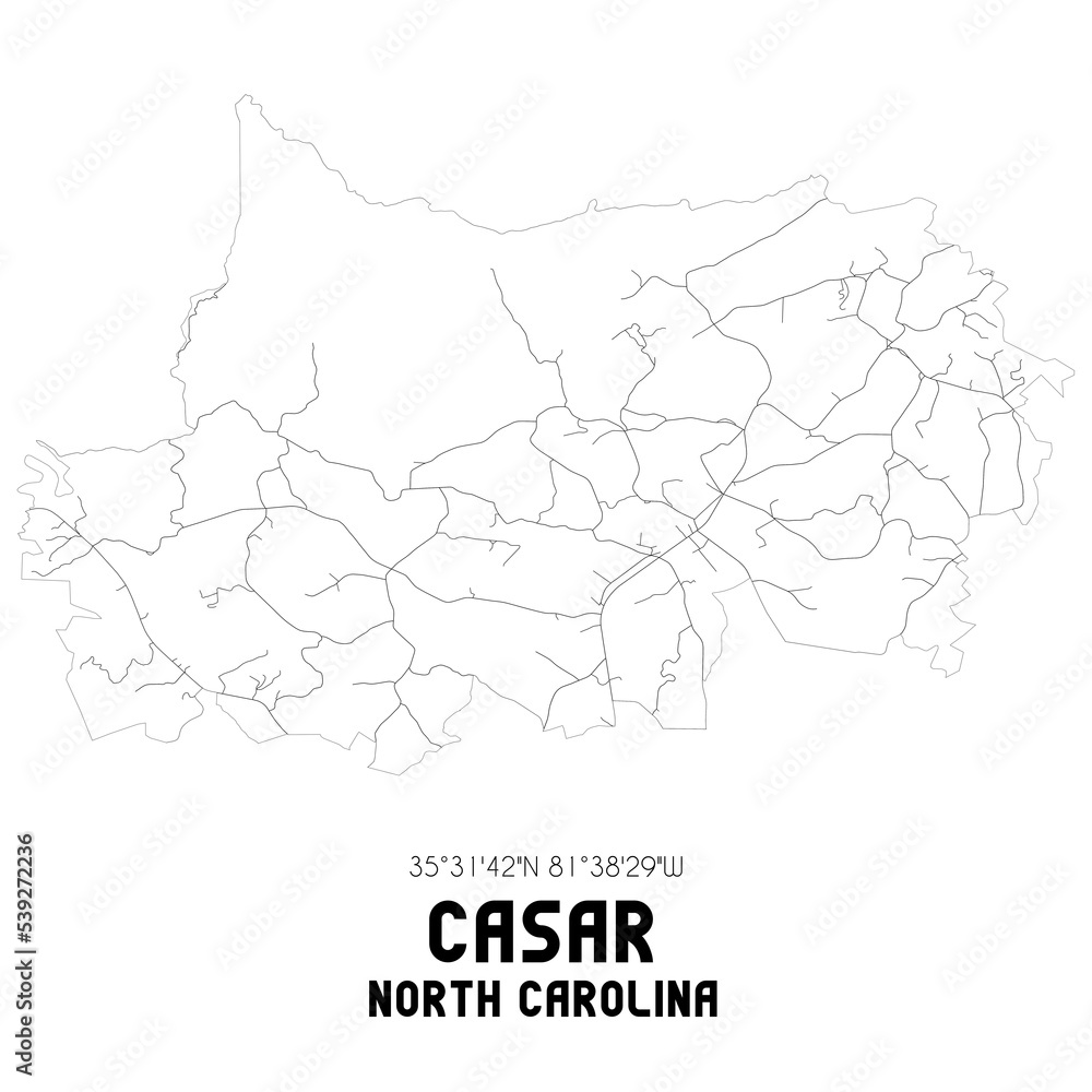 Casar North Carolina. US street map with black and white lines. Casar North Carolina. US street map with black and white lines.