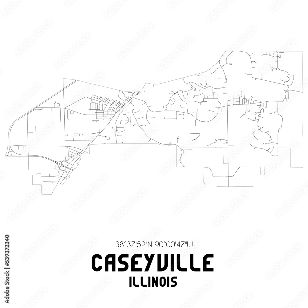 Caseyville Illinois. US street map with black and white lines.