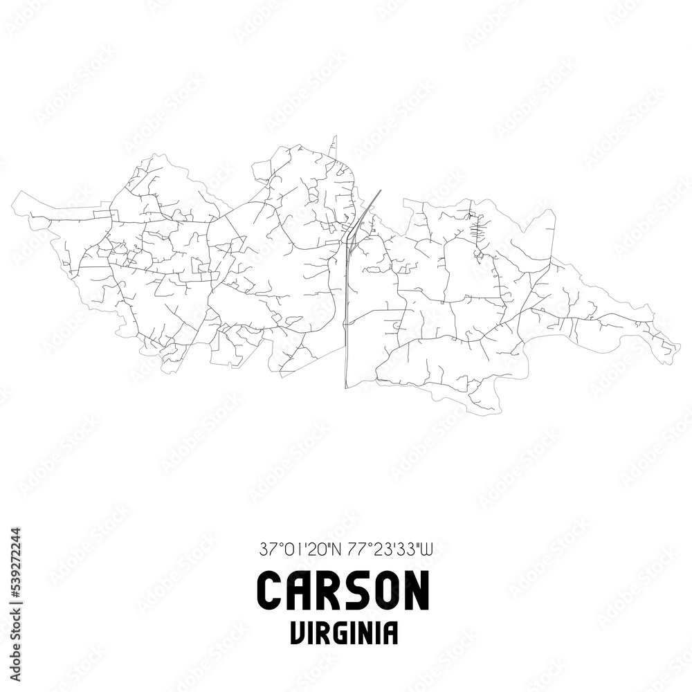 Carson Virginia. US street map with black and white lines. Carson Virginia. US street map with black and white lines.