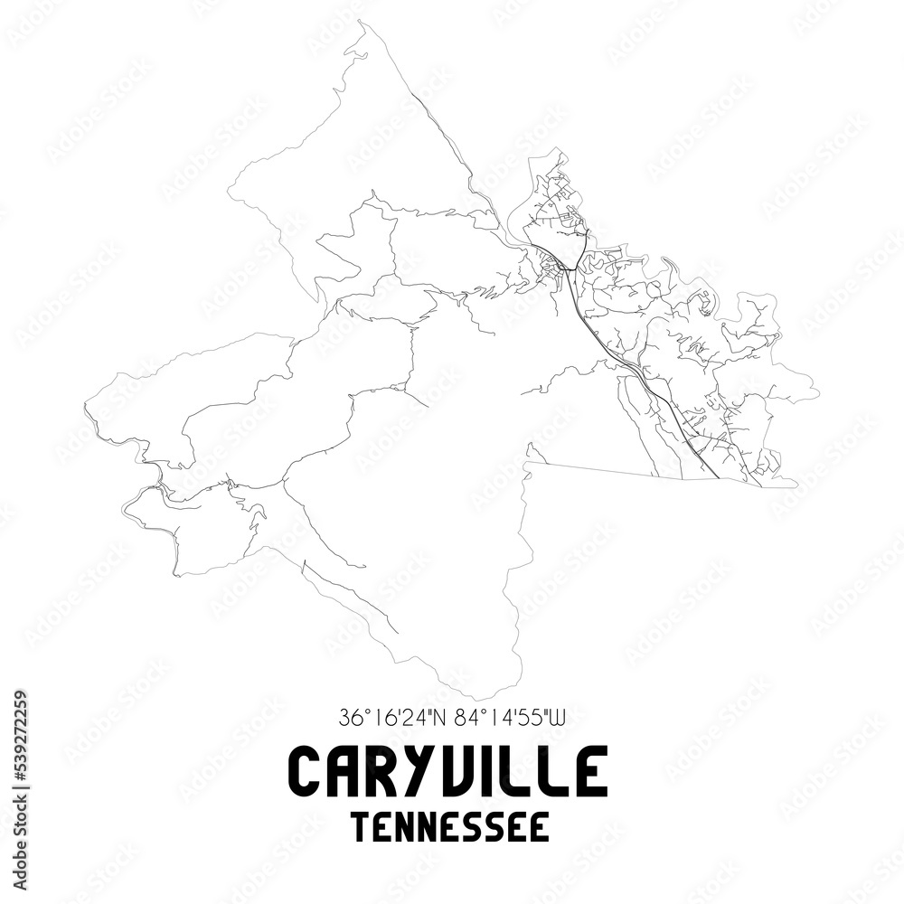 Caryville Tennessee. US street map with black and white lines. Caryville Tennessee. US street map with black and white lines.