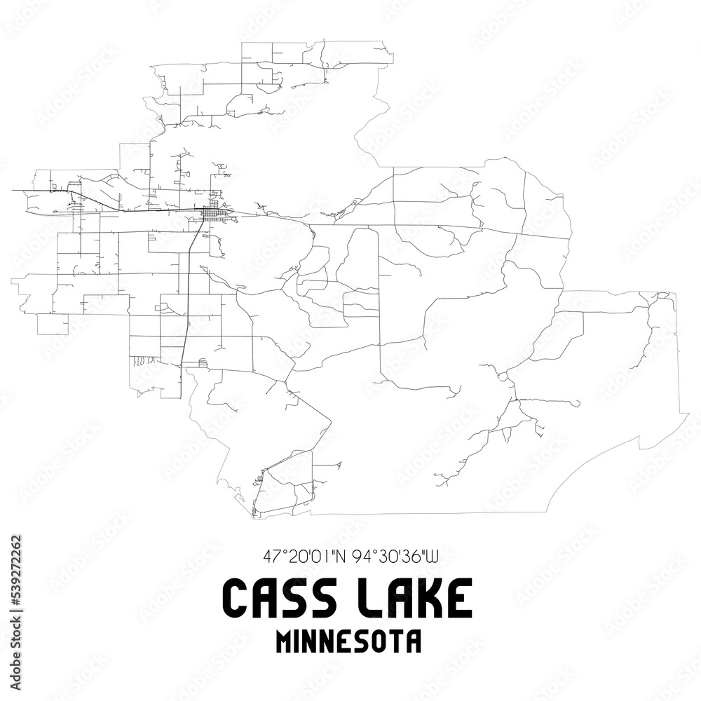 Cass Lake Minnesota. US street map with black and white lines. Cass Lake Minnesota. US street map with black and white lines.