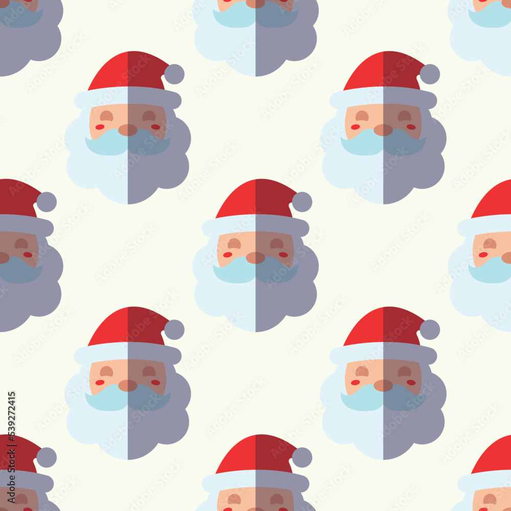 Christmas and New Year concept. Simple pattern of flat Santa Claus on light beige background. Perfect for web sites, wrappers, giftboxes, postcards Christmas and New Year concept. Simple pattern of flat Santa Claus on light beige background. Perfect for web sites, wrappers, giftboxes, postcards