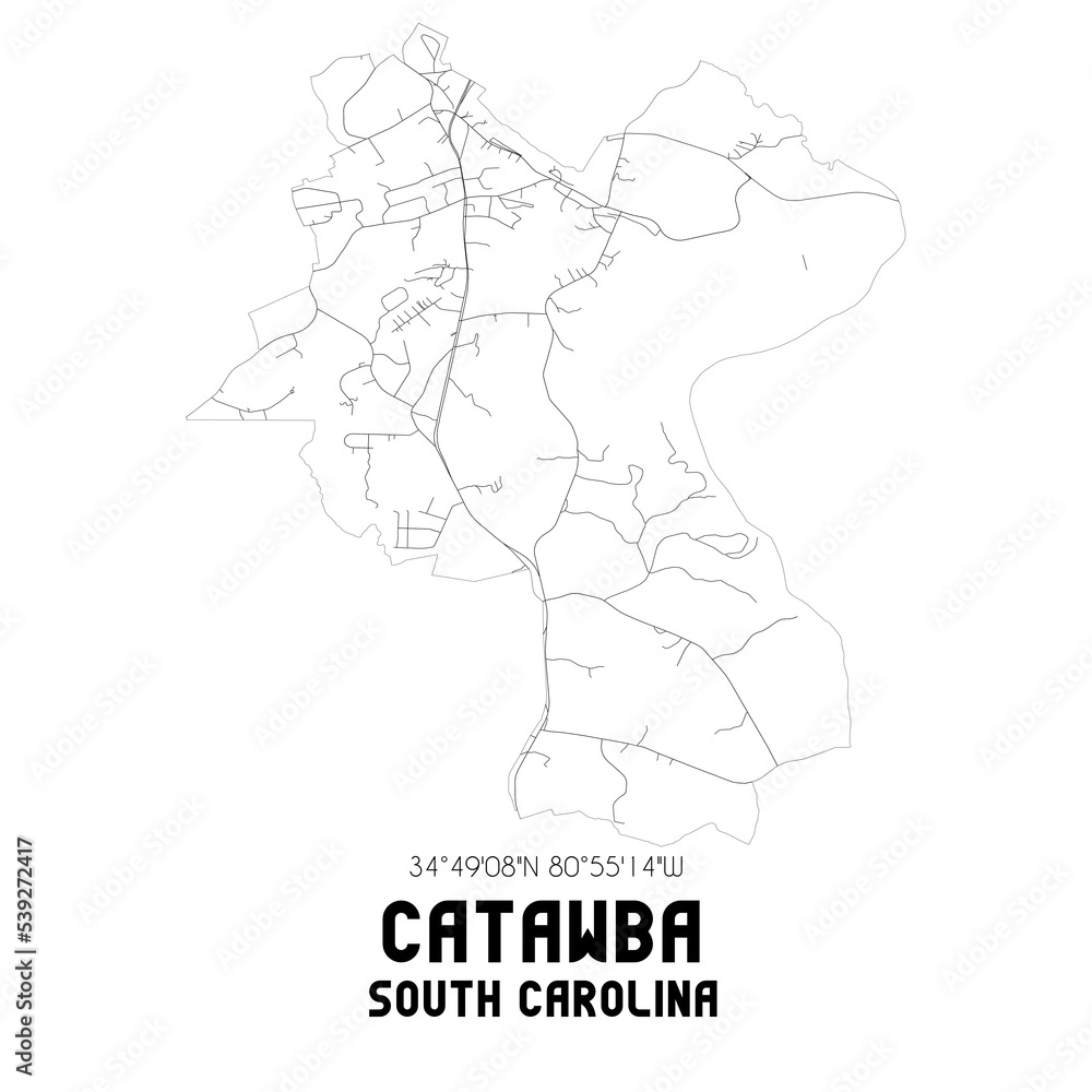 Catawba South Carolina. US street map with black and white lines. Catawba South Carolina. US street map with black and white lines.
