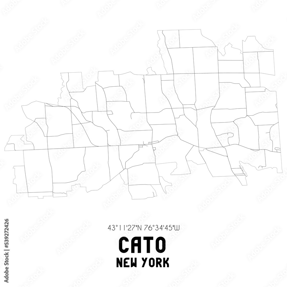 Cato New York. US street map with black and white lines. Stock