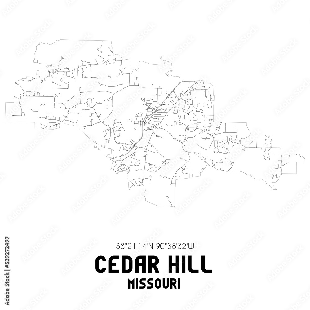 Cedar Hill Missouri. US street map with black and white lines. Cedar Hill Missouri. US street map with black and white lines.