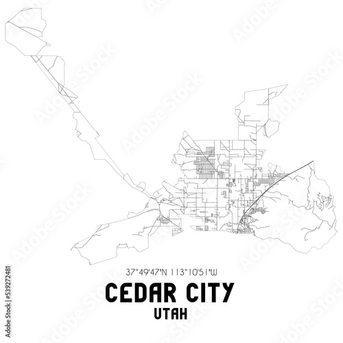 Cedar City Utah. US street map with black and white lines. photo