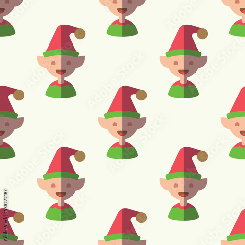 Christmas and New Year concept. Simple pattern of Christmas elf on light beige background. Perfect for web sites  wrappers  giftboxes  postcards