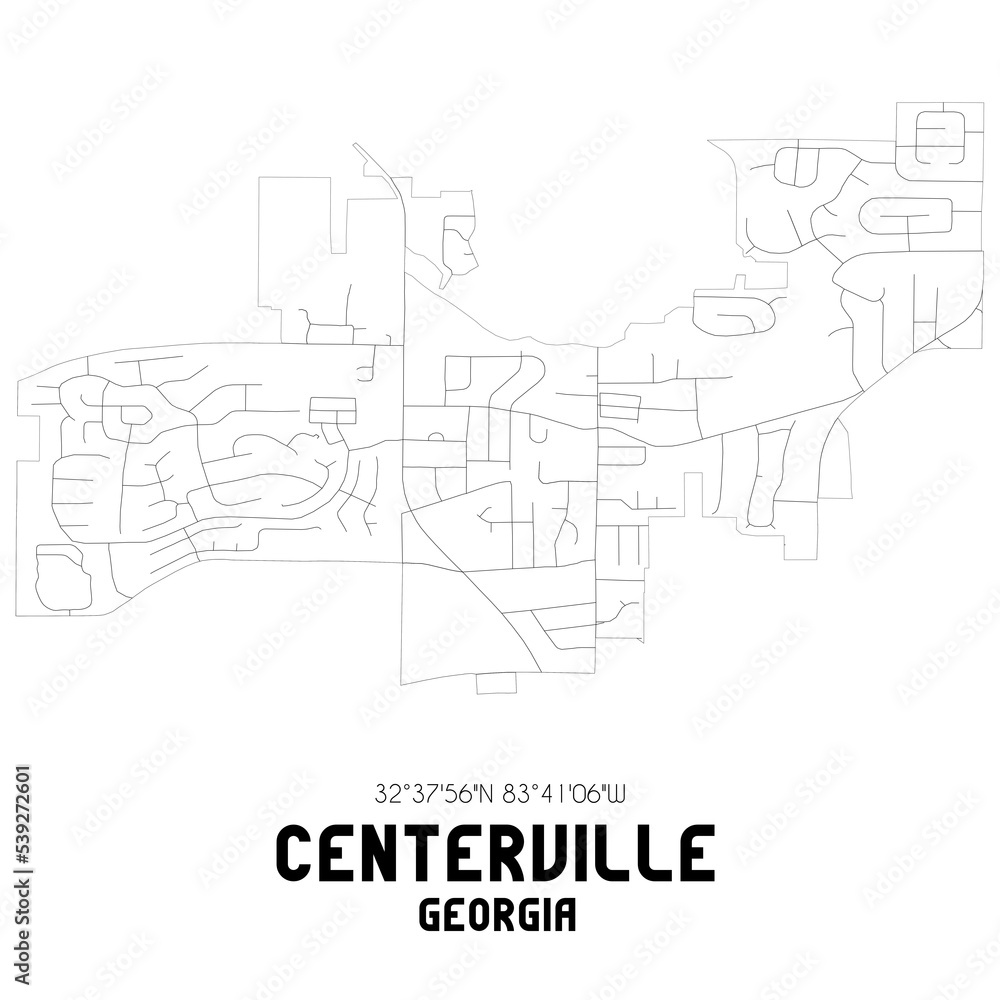Centerville Georgia. US street map with black and white lines.