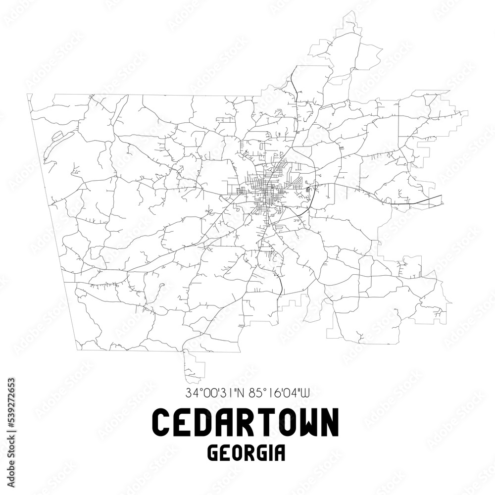 Cedartown Georgia. US street map with black and white lines. Cedartown Georgia. US street map with black and white lines.