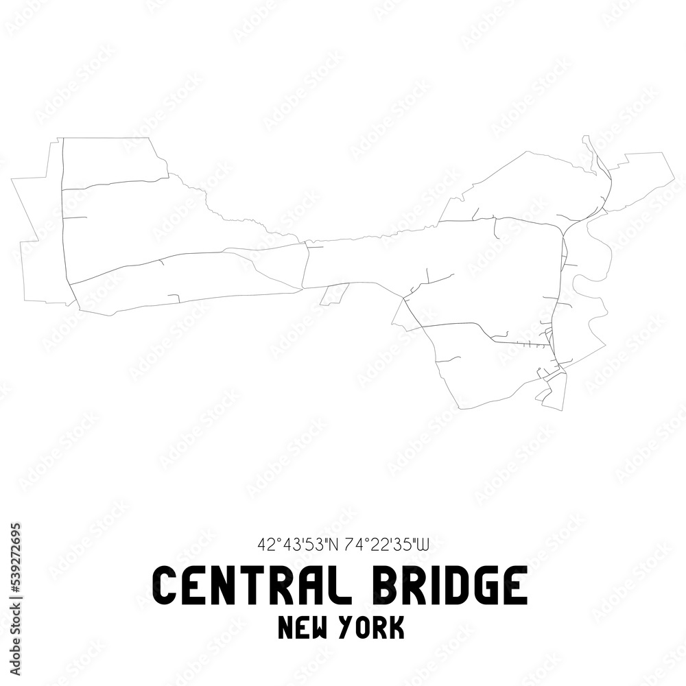 Central Bridge New York. US street map with black and white lines. Central Bridge New York. US street map with black and white lines.