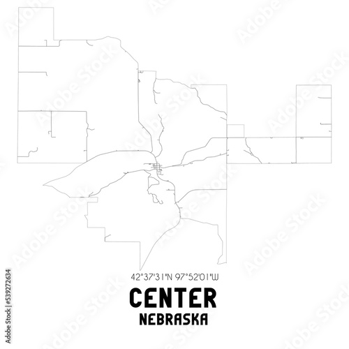 Center Nebraska. US street map with black and white lines. photo