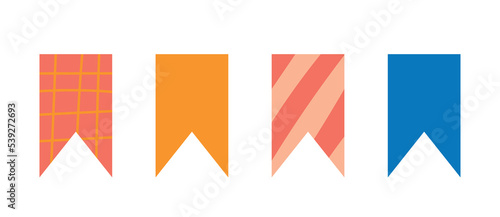 Note flags icon. Abstract stickers for schoolchildren, bookmarks for books. Love for literature and reading. Motivation and selfdevelopment, goal setting and reminder. Cartoon flat vector illustration