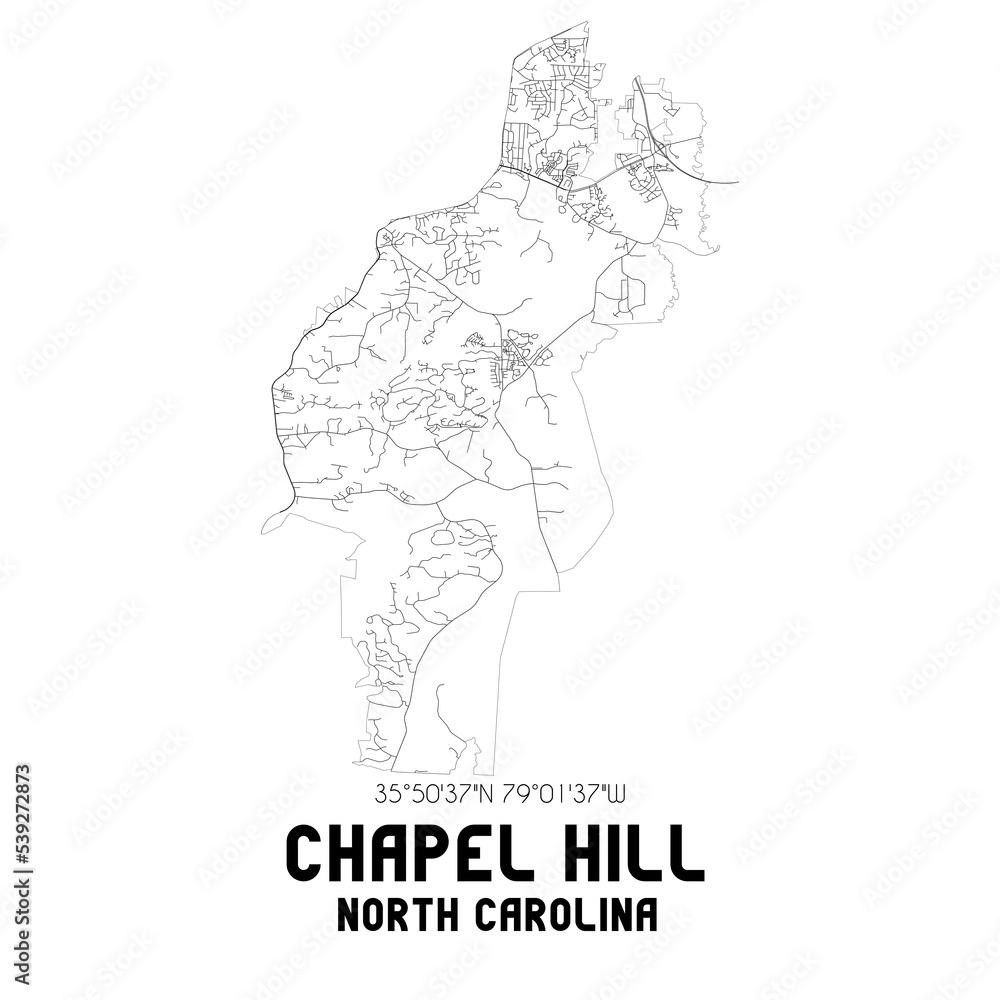 Chapel Hill North Carolina. US street map with black and white lines. Illustration Stock Adobe