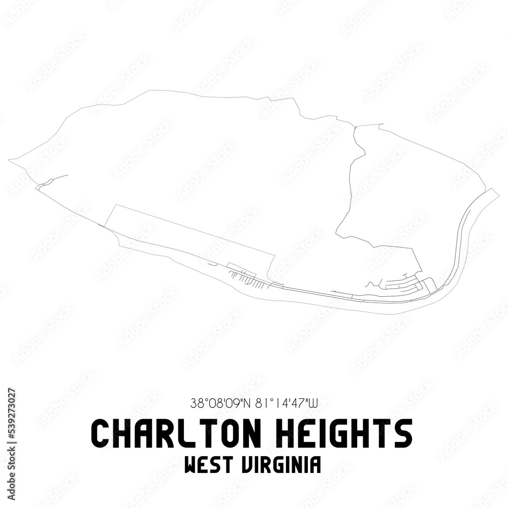 Charlton Heights West Virginia. US street map with black and white