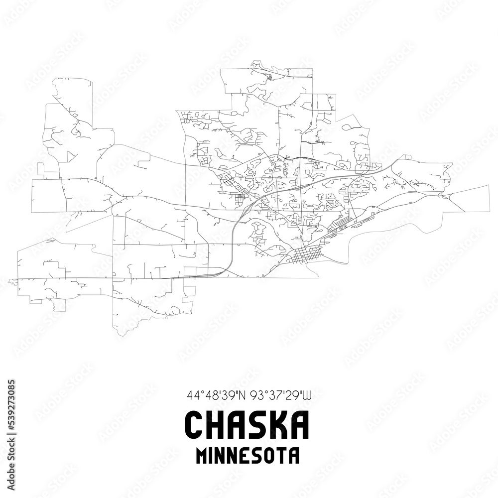 Chaska Minnesota. US street map with black and white lines.