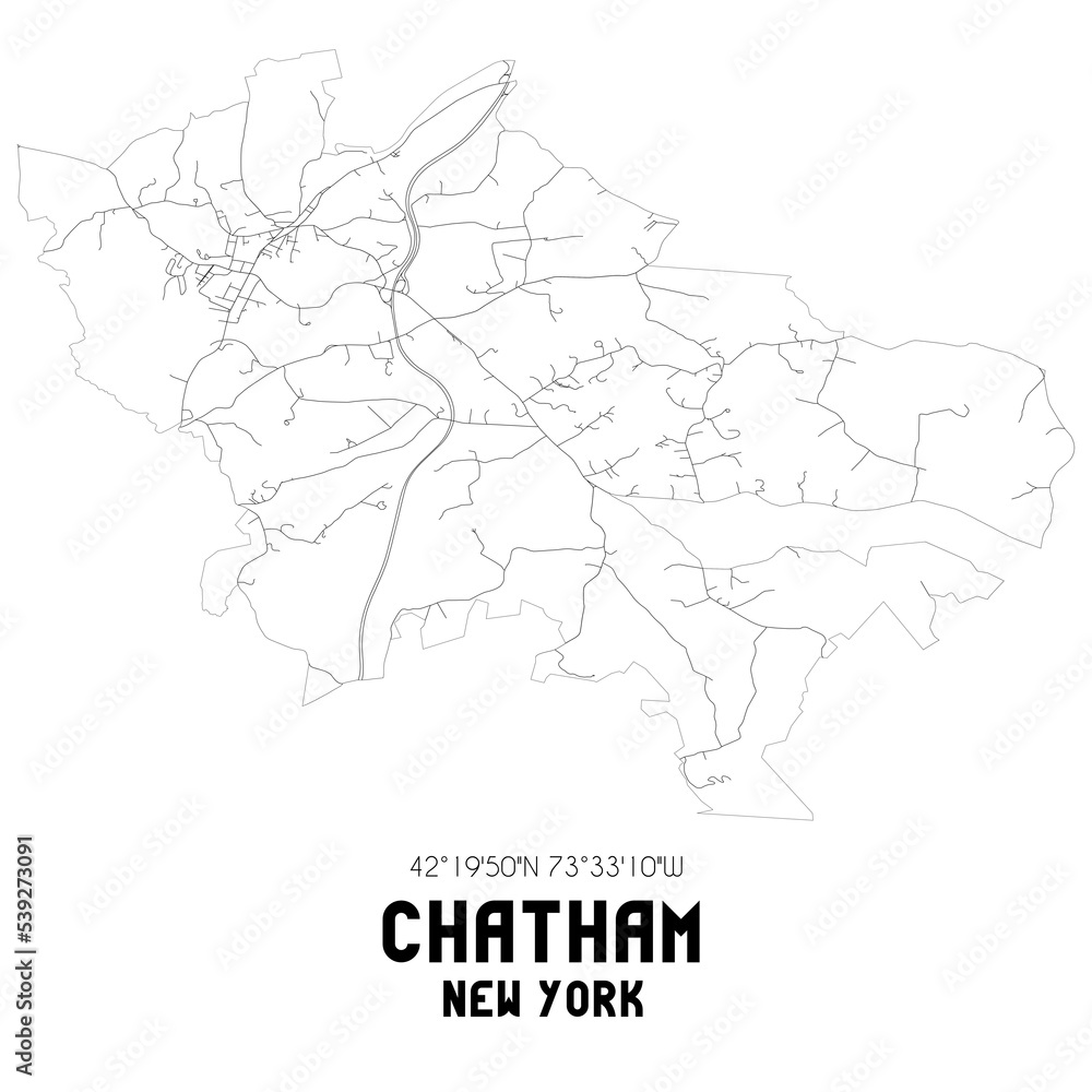 Chatham New York. US street map with black and white lines.