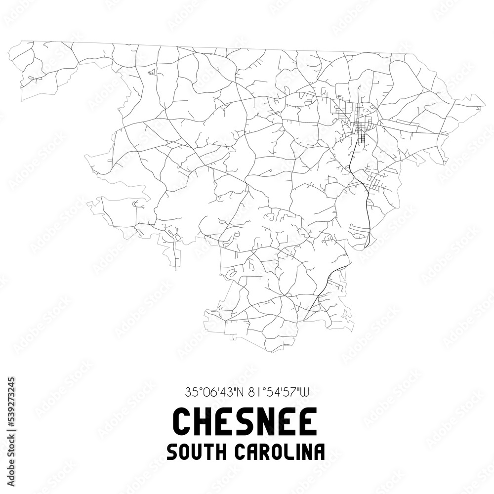 Chesnee South Carolina. US street map with black and white lines. Chesnee South Carolina. US street map with black and white lines.