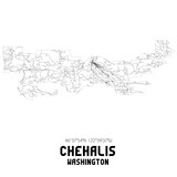 Chehalis Washington. US street map with black and white lines.