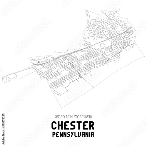 Obraz na płótnie Chester Pennsylvania. US street map with black and white lines. w salonie