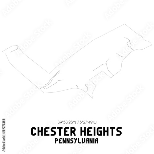 Chester Heights Pennsylvania. US street map with black and white lines.