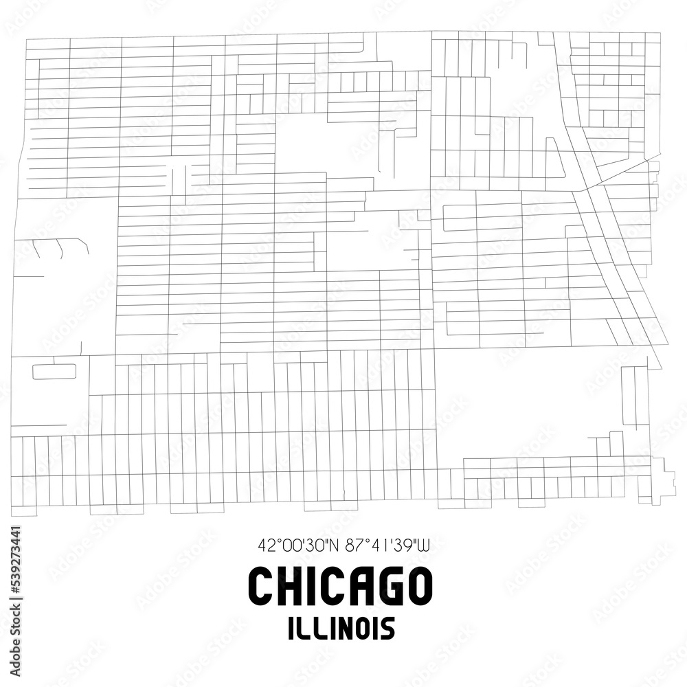 Chicago Illinois. US street map with black and white lines. Chicago Illinois. US street map with black and white lines.