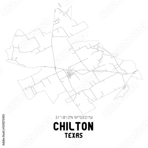 Chilton Texas. US street map with black and white lines. photo