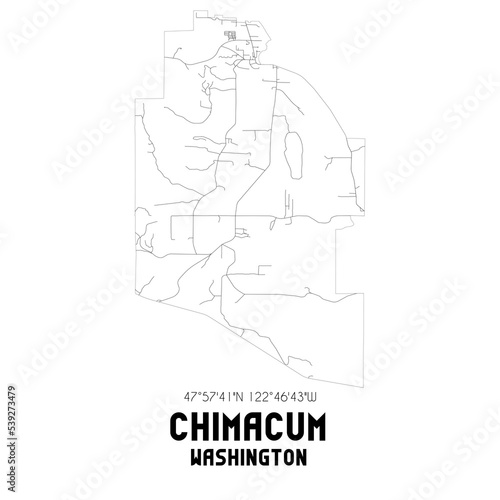 Chimacum Washington. US street map with black and white lines.