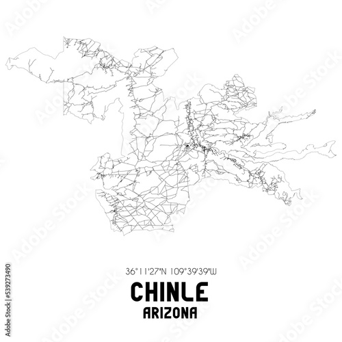 Chinle Arizona. US street map with black and white lines.