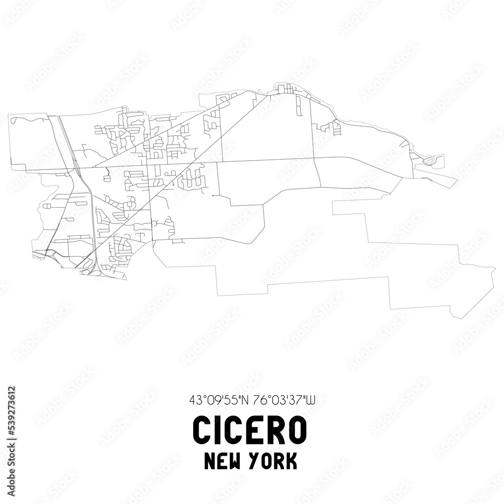 Cicero New York. US street map with black and white lines. Cicero New York. US street map with black and white lines.