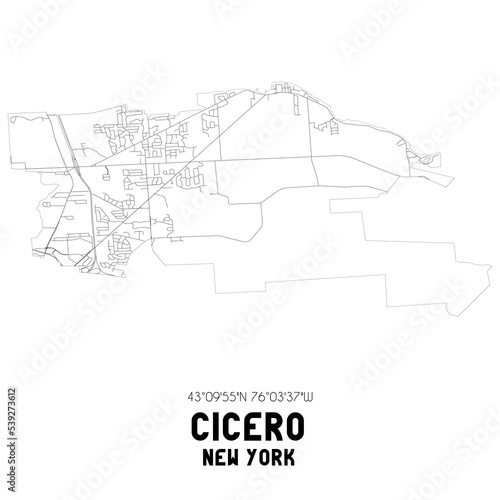 Cicero New York. US street map with black and white lines.