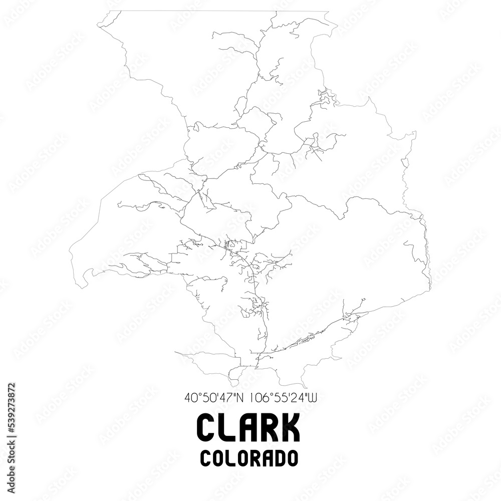 Clark Colorado. US street map with black and white lines.