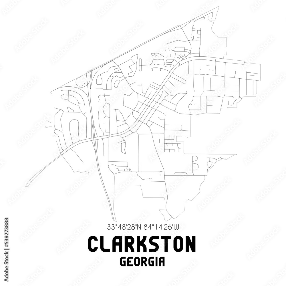 Clarkston Georgia. US street map with black and white lines. Clarkston Georgia. US street map with black and white lines.