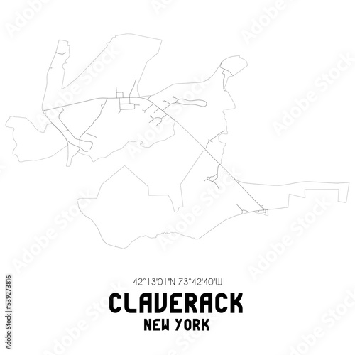 Claverack New York. US street map with black and white lines. photo