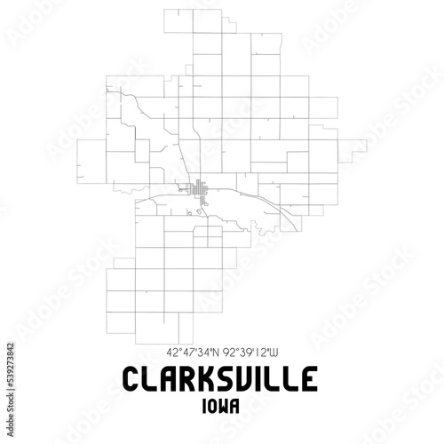 Clarksville Iowa. US street map with black and white lines. photo