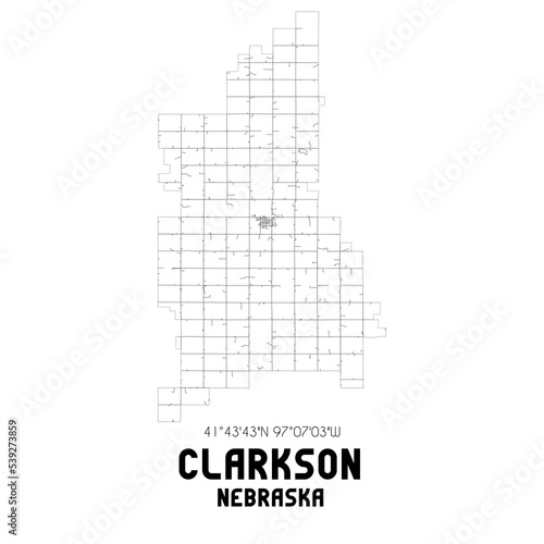 Clarkson Nebraska. US street map with black and white lines. photo