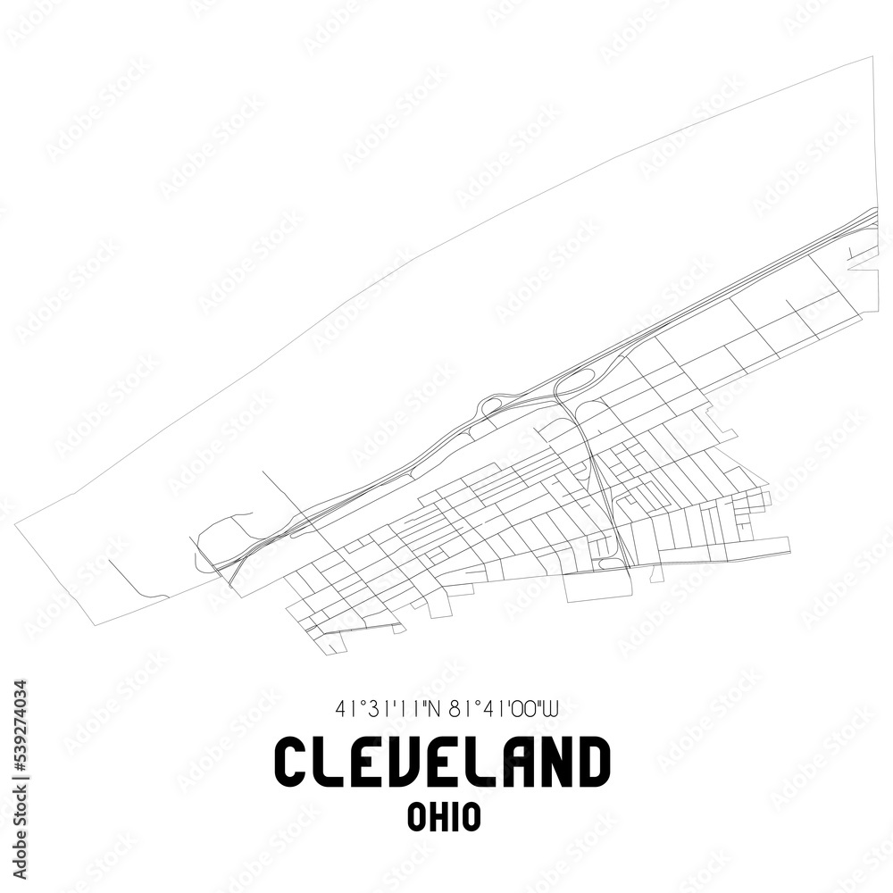 Cleveland Ohio. US street map with black and white lines. Cleveland Ohio. US street map with black and white lines.