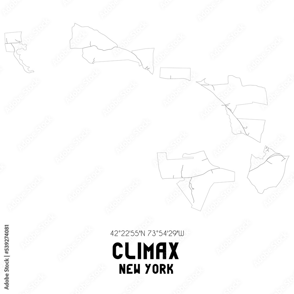 Climax New York. US street map with black and white lines.
