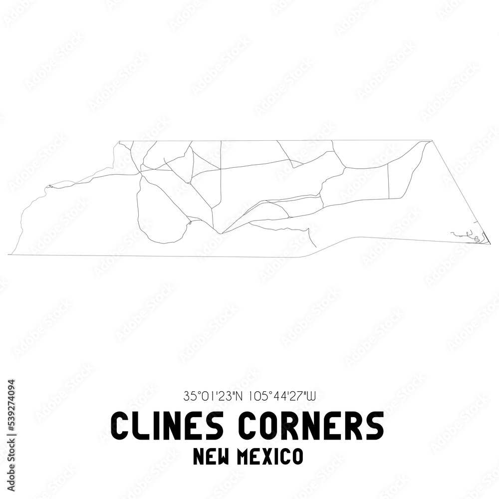 Clines Corners New Mexico. US street map with black and white lines