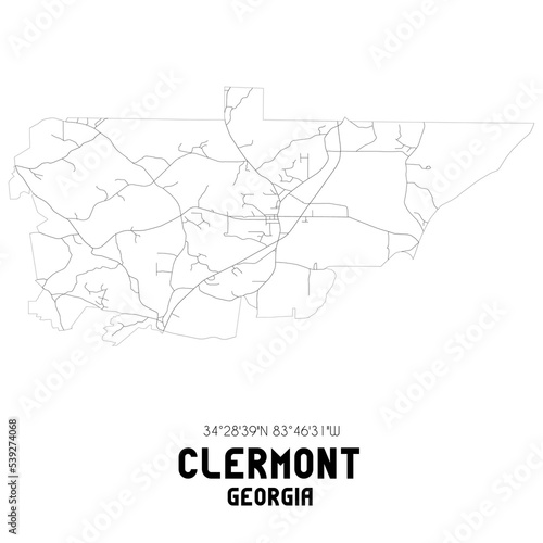Clermont Georgia. US street map with black and white lines.