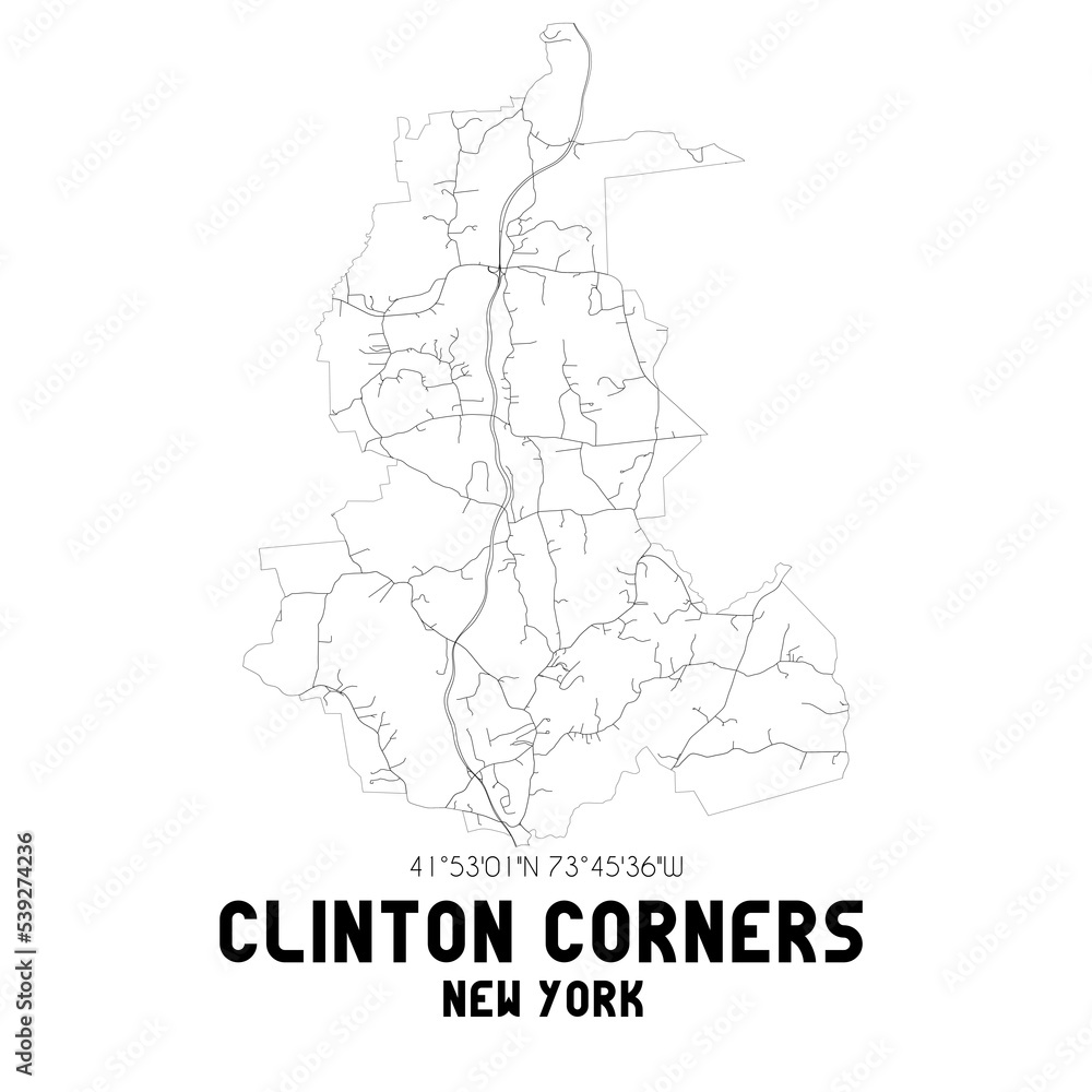 Clinton Corners New York. US street map with black and white lines. Clinton Corners New York. US street map with black and white lines.