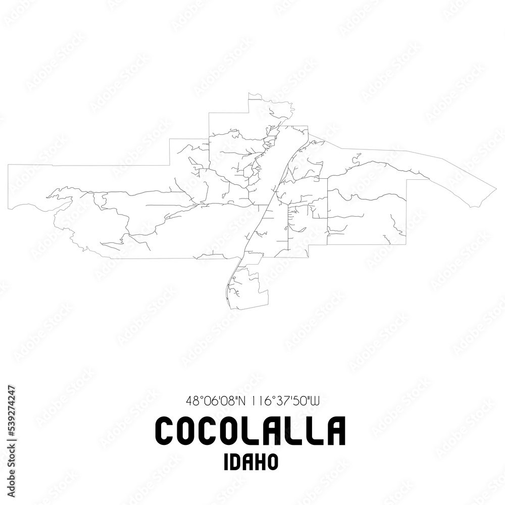 Cocolalla Idaho. US street map with black and white lines.