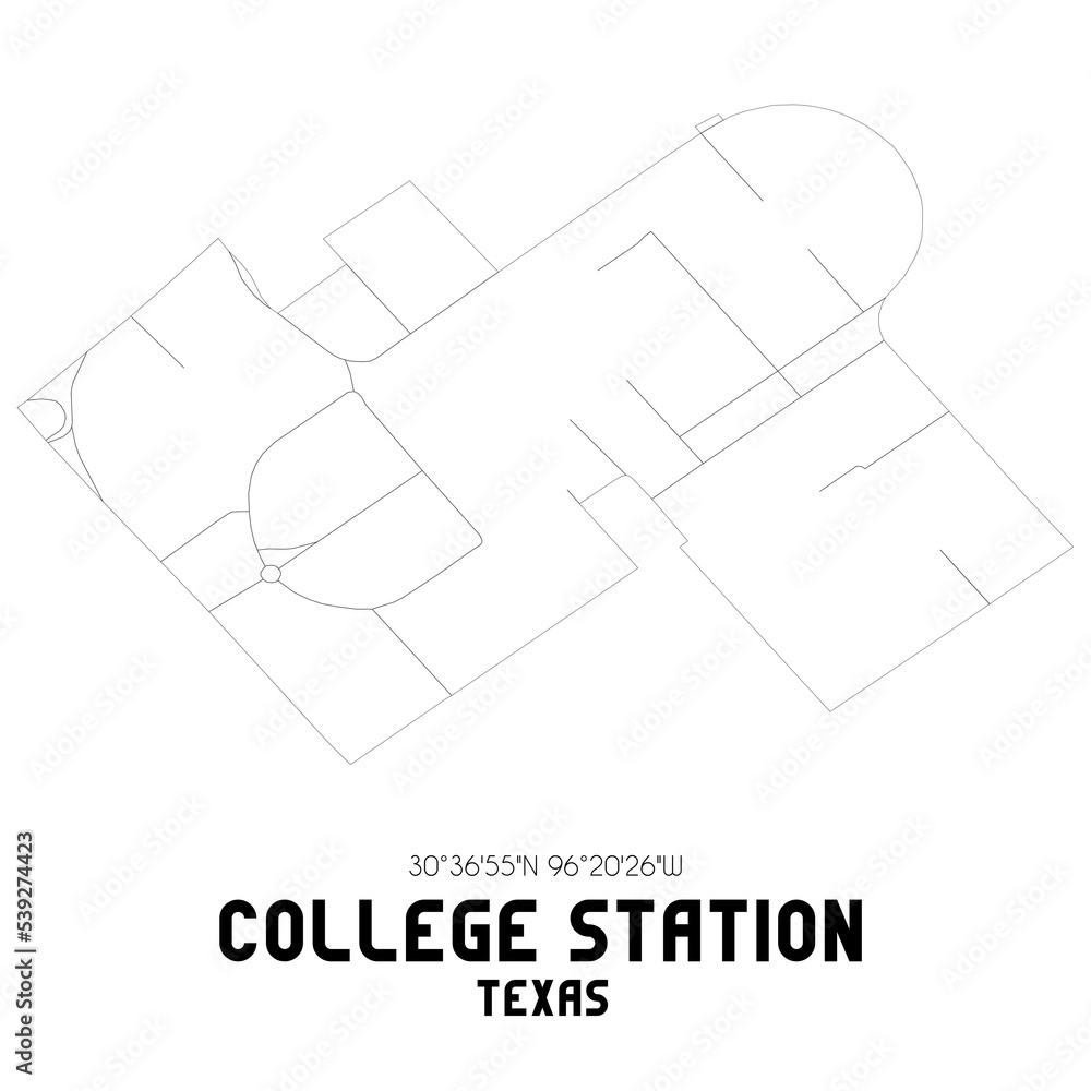 College Station Texas. US street map with black and white lines. Stock ...